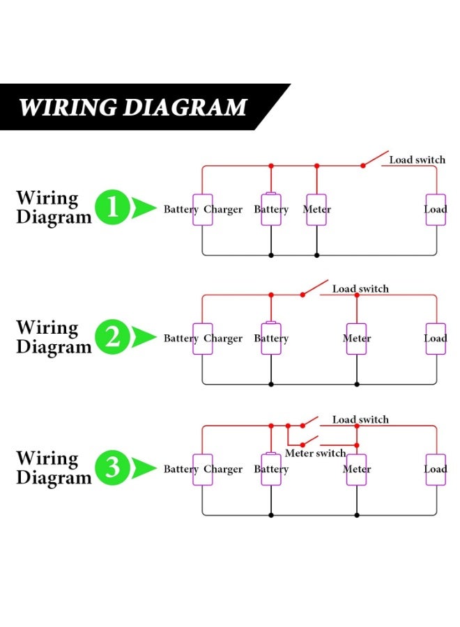 مقياس بطارية عربة الجولف DC 12V 24V 36V 48V 60V 72V مع إنذار، إعداد أمامي ومفتاح تبديل مقياس مؤشر جهد سعة البطارية مؤشر حمض وأيونات الليثيوم (1 قطعة) - Image 5