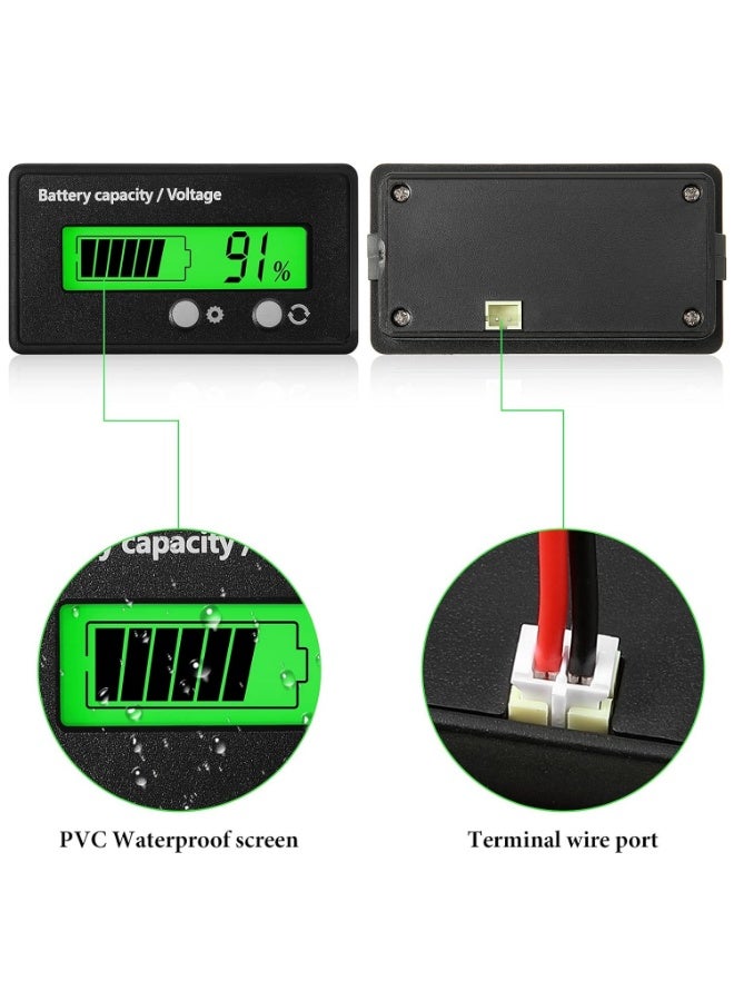 مقياس بطارية عربة الجولف DC 12V 24V 36V 48V 60V 72V مع إنذار، إعداد أمامي ومفتاح تبديل مقياس مؤشر جهد سعة البطارية مؤشر حمض وأيونات الليثيوم (1 قطعة) - Image 4