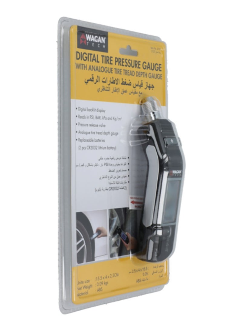 WAGAN Tech Battery Powered Digital Tire Pressure Gauge with Analog Tire Tread Depth Black - Image 2