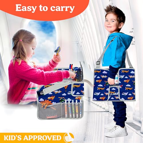 PILLANI Kids Travel Tray for Car - Car Seat Tray for Kids Travel, Road Trip Essentials, Carseat Table for Roadtrip Activities - Must Have Toddler Lap Desk Organizer for Airplane - Travel Accessories - Image 5