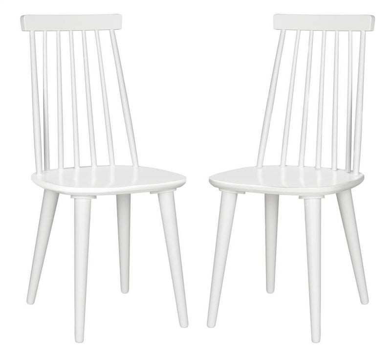 Safavieh مجموعة كراسي سفافيه الأمريكية هومز بوريز فارمهاوس البيضاء مع دعامات جانبية مجموعة من 2