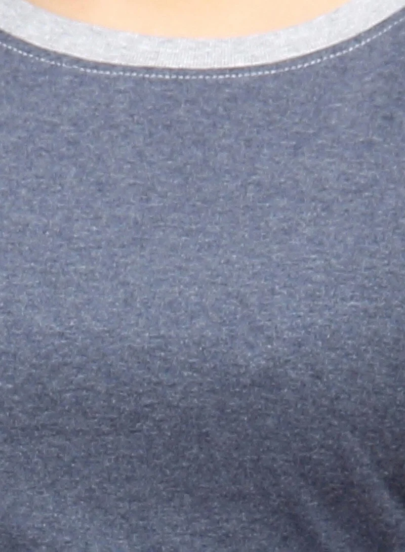 Campus Sutra Campus Sutra Women's Navy Blue Colourblocked Regular Fit Top For Casual Wear | Crewneck | Short Sleeve | Top Crafted With Regular Sleeve, Comfort Fit & High-Performance For Everyday Wear