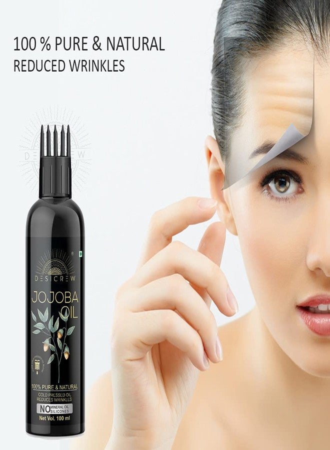 Desicrew Cold-Pressed Flexseed & Jojoba Hair Oil in Combo - Moisturizing & Healing, For Skin, Hair Care, Eyelashes (100 ml + 100 ml) With Applicator - Image 4