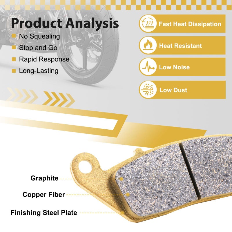 Generic SYUU Motorcycle Aftermarket part Front Rear Brake Pads Brakes for Yamaha XVS 1100 VStar Classic Silverado Custom Midnight 1999-2009 FA199F FA088R  - Image 2