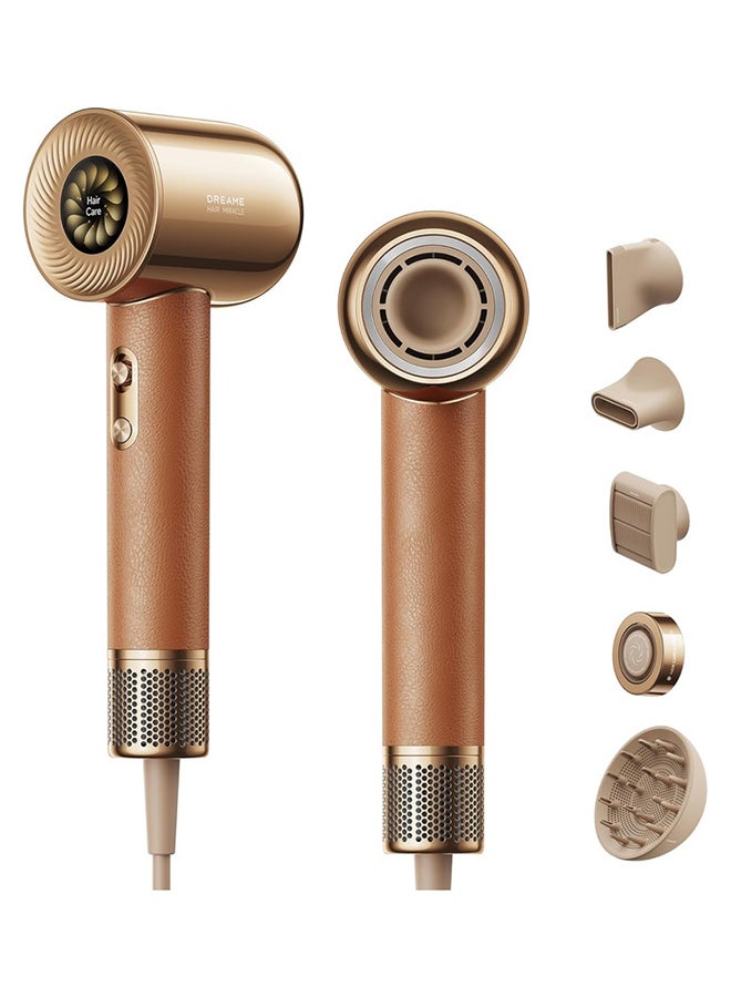 Dreame Hair Miracle Hair Dryer, 5 Tips, Quick Dry, 600 Million Negative Ions, 130,000 RPM High Speed Motor, Lightweight, Quiet, Constant Temperature to 57°C, Leather Handle - Image 1