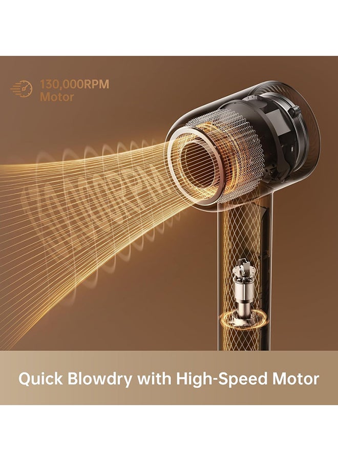 Dreame Hair Miracle Hair Dryer, 5 Tips, Quick Dry, 600 Million Negative Ions, 130,000 RPM High Speed Motor, Lightweight, Quiet, Constant Temperature to 57°C, Leather Handle - Image 4