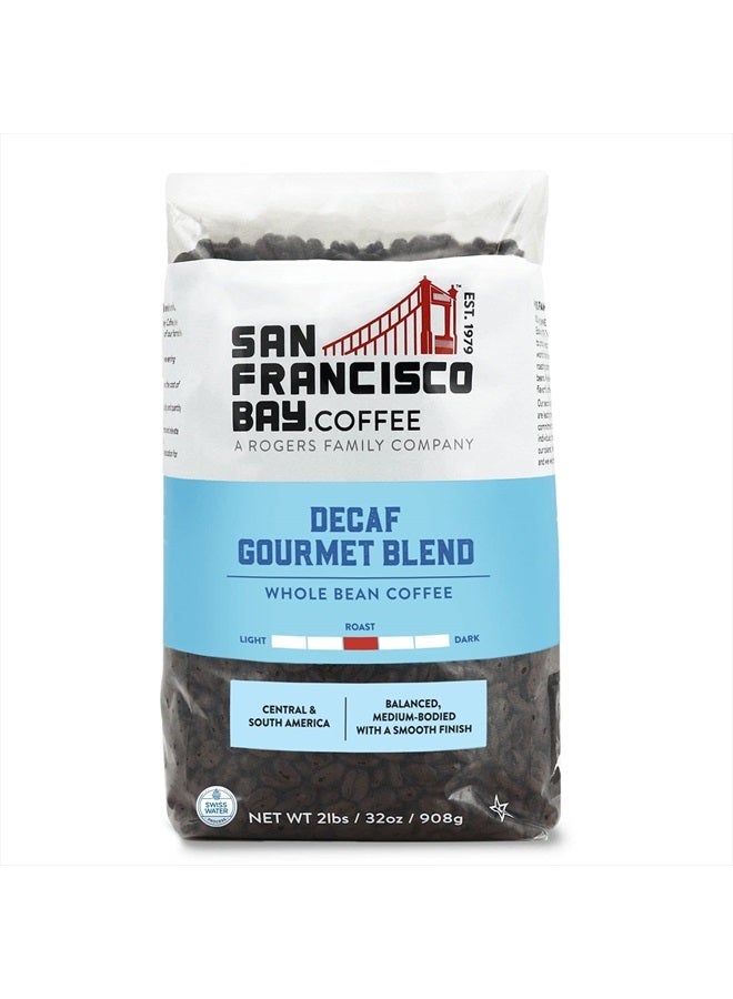 SAN FRANCISCO BAY San Francisco Bay Whole Bean Coffee - DECAF Gourmet Blend (2lb Bag), Medium Roast, Swiss Water Processed  - Image 1