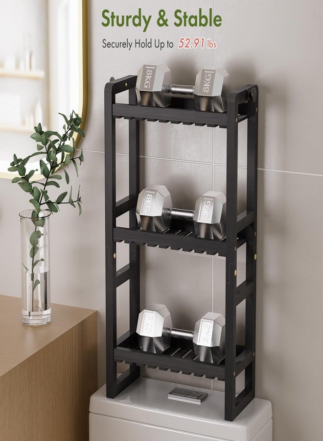 AmazerBath Bamboo Over The Toilet Storage Shelf - 3-Tier Bathroom Organizers and Storage Shelves, 2 in 1 Dual Stable Above Over Toilet Bathroom Shelf Home Storage Rack for Small Bathroom, Black - Image 5
