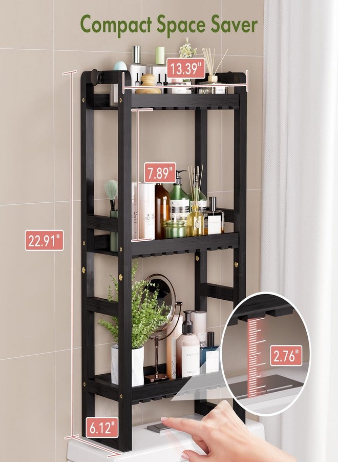 AmazerBath Bamboo Over The Toilet Storage Shelf - 3-Tier Bathroom Organizers and Storage Shelves, 2 in 1 Dual Stable Above Over Toilet Bathroom Shelf Home Storage Rack for Small Bathroom, Black - Image 2