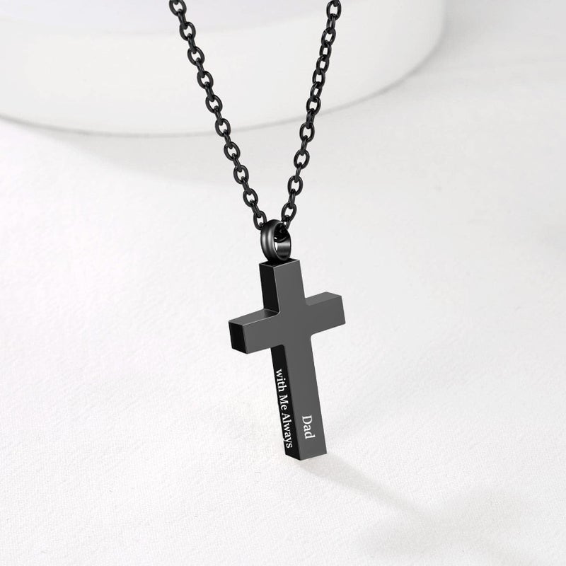 RIPFEVURN Cremation Jewelry Black Cross Urn Necklaces for Ashes for Women Men Human Ashes with Me Always Memorial Keepsake Pendant(Dad) - Image 4