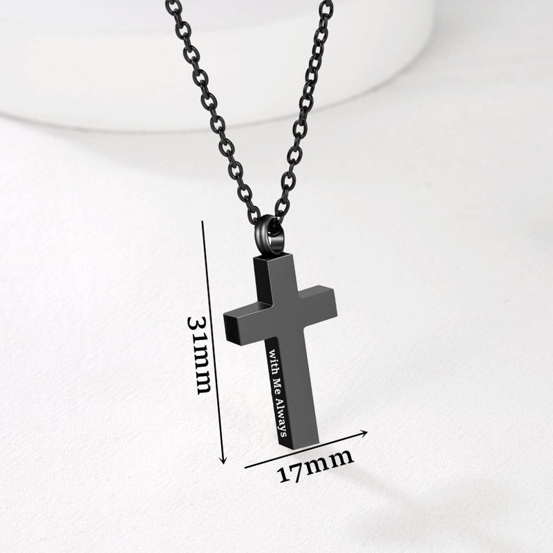 RIPFEVURN Cremation Jewelry Black Cross Urn Necklaces for Ashes for Women Men Human Ashes with Me Always Memorial Keepsake Pendant(Dad) - Image 2