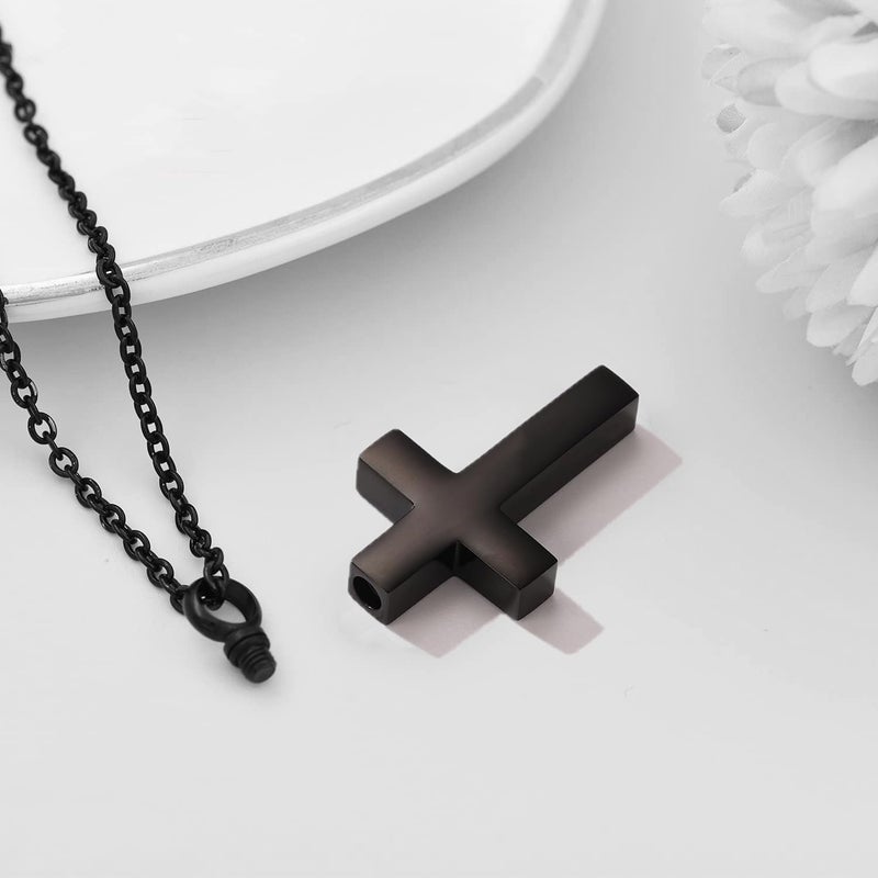 RIPFEVURN Cremation Jewelry Black Cross Urn Necklaces for Ashes for Women Men Human Ashes with Me Always Memorial Keepsake Pendant(Dad) - Image 5
