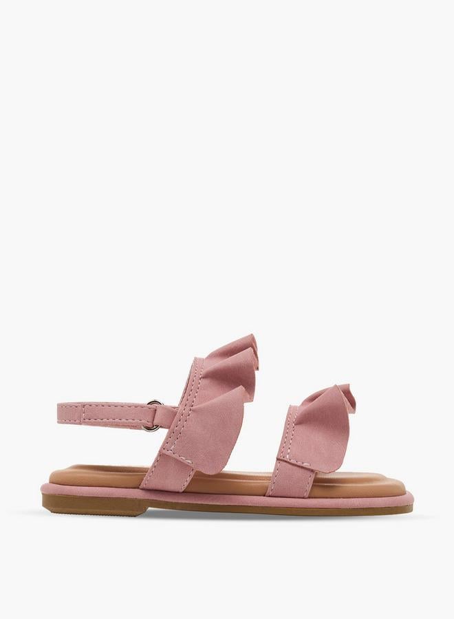 JUNIORS Girls Ruffle Design Hook & Loop Sandals - Image 2
