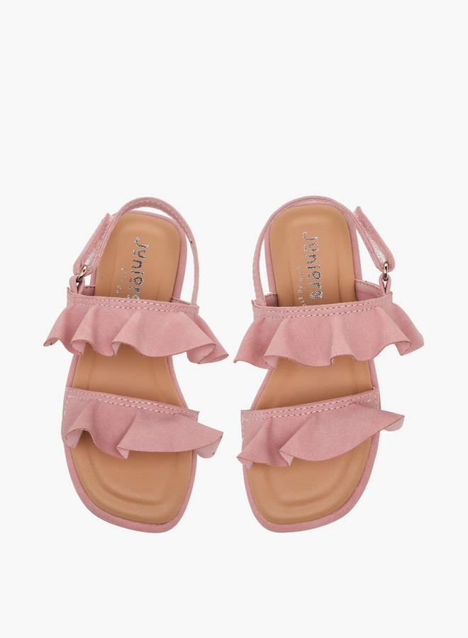 JUNIORS Girls Ruffle Design Hook & Loop Sandals - Image 1