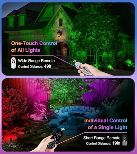 SUNVIE Chrisrmas Spot Lights Outdoor 12W RGBW Color Changing Landscape Lights with Remote Control 120V RGB Landscape Lighting Waterproof Outdoor Spotlight for Yard Garden Patio Lawn Decorative, 4 Pack - Image 5