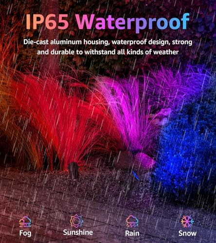 SUNVIE Chrisrmas Spot Lights Outdoor 12W RGBW Color Changing Landscape Lights with Remote Control 120V RGB Landscape Lighting Waterproof Outdoor Spotlight for Yard Garden Patio Lawn Decorative, 4 Pack - Image 4