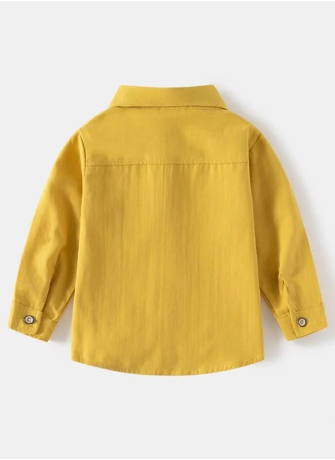 YUNIQEE Yellow Collared Long Sleeve Solid Shirt