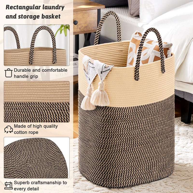 Artfeel Laundry Basket Woven Cotton Rope Laundry Hamper 40L Versatile Storage for Dirty Clothes Baby Toys and Blankets in Bathroom  Nursery and Living Room - Image 2