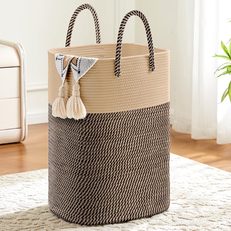 Artfeel Laundry Basket Woven Cotton Rope Laundry Hamper 40L Versatile Storage for Dirty Clothes Baby Toys and Blankets in Bathroom  Nursery and Living Room - Image 1