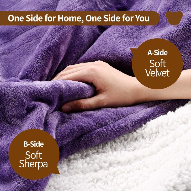 Bearhug Electric Blanket King Size 100" x 90", Dual Controller Heated Blanket, Velvet & Sherpa, 10-Heating Level & 0.5-12H Auto Off, Over-Heat Protect, ETL, Machine Washable - Image 2