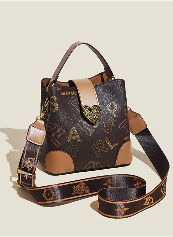 Sharpdo - Women's High-End Sense of Letters One Shoulder Messenger Bucket Bag Handbag 21*23*11CM - Image 1