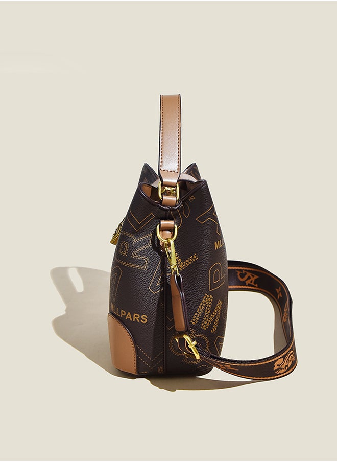 Sharpdo - Women's High-End Sense of Letters One Shoulder Messenger Bucket Bag Handbag 21*23*11CM - Image 1
