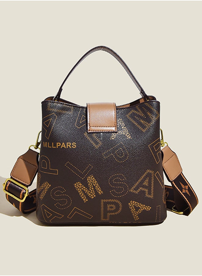 Sharpdo - Women's High-End Sense of Letters One Shoulder Messenger Bucket Bag Handbag 21*23*11CM - Image 1