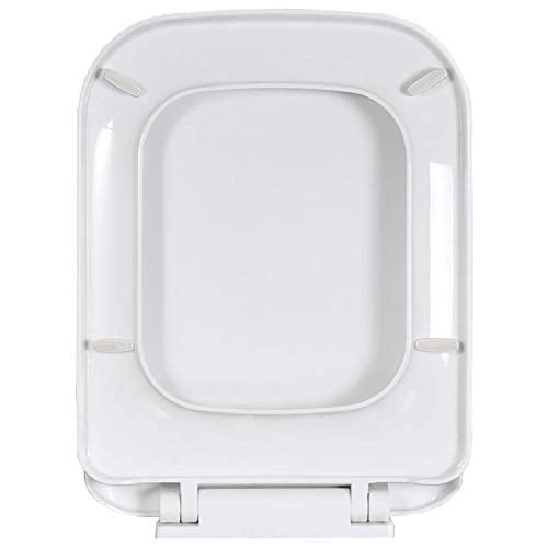 MLD HKM-02 Wall Hung Polyethylene Rectangular Shaped Design Hydraulic Soft Closing PP Toilet Seat Cover Hinge Size adjustment sideways front back fit all brand Commode Close White Color - Image 1
