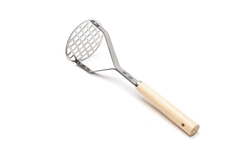 Fox Run Stainless Steel Potato Masher, Manual Masher With Wood Handle, 10" - Image 2