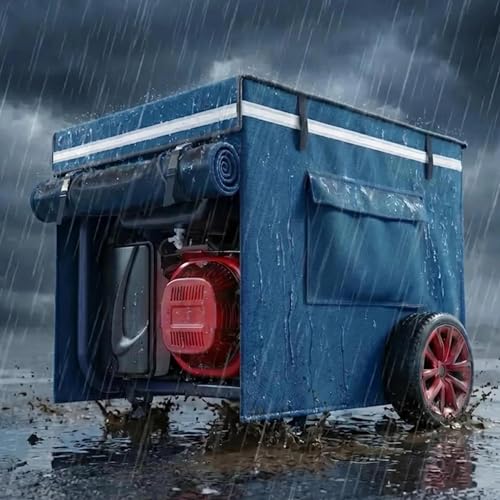GEHENG Generator Covers While Running Universal Generator Cover 600210D Double Layer Production Heavy Duty and Waterproof for 5000W10000W Frame Type Generators Blue with Storage Bag - Image 1