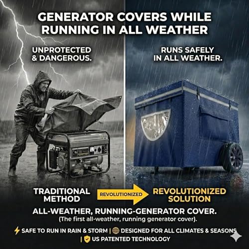 GEHENG Generator Covers While Running Universal Generator Cover 600210D Double Layer Production Heavy Duty and Waterproof for 5000W10000W Frame Type Generators Blue with Storage Bag - Image 3