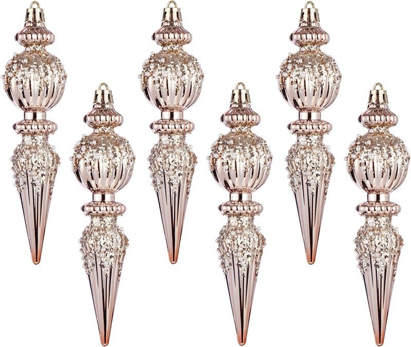 Munansli Champagne Gold Christmas Ornaments Set,6 Pack Plastic Shatterproof Christmas Ball Hanging Ornaments for Xmas Tree Decorations(6.7Inch) - Image 5
