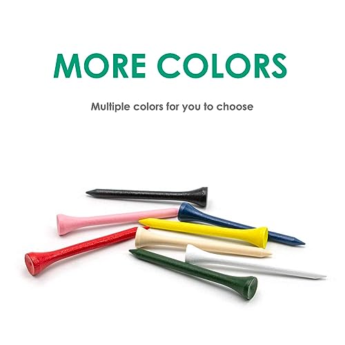 THIODOON Professional Natural Wood Golf Tees - Pack of 100, Multiple Colors & Sizes (3-1/4", "2-3/4", "2-1/8 inch), Tall Tees Reduce Side Spin & Friction - Image 4