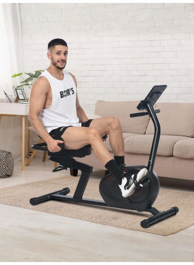 البيض برو دراجة تمرين مغناطيسية للتدريب المتقاطع | مقاومة مغناطيسية بـ 8 مستويات | شاشة LED | تطبيق FitShow | تمارين كارديو للجيم | حركة هادئة وسلسة | تشمل مقعد | سعة تحمل حتى 100 كجم - Image 1