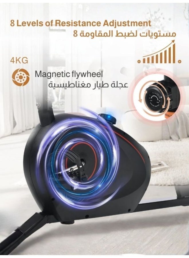 البيض برو دراجة تمرين مغناطيسية للتدريب المتقاطع | مقاومة مغناطيسية بـ 8 مستويات | شاشة LED | تطبيق FitShow | تمارين كارديو للجيم | حركة هادئة وسلسة | تشمل مقعد | سعة تحمل حتى 100 كجم - Image 5