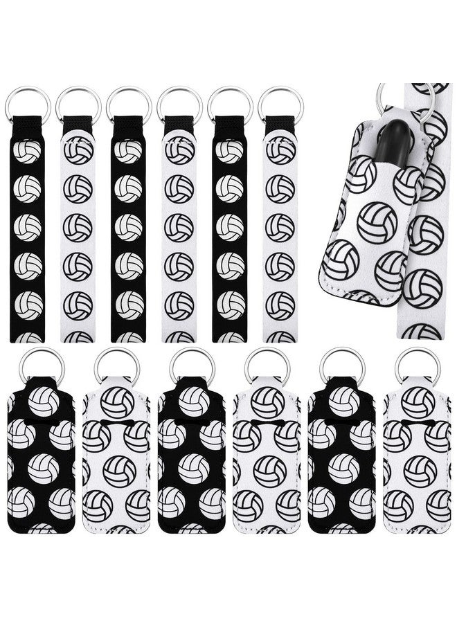 سوريو حامل أحمر شفاه للكرة الطائرة من Sureio، 20 قطعة، سلسلة مفاتيح للكرة الطائرة، هدايا جماعية للكرة الطائرة، سلسلة مفاتيح محمولة حول المعصم لأحمر الشفاه (كرة طائرة، أبيض، أسود) - Image 1