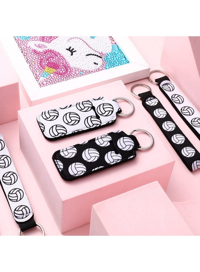 سوريو حامل أحمر شفاه للكرة الطائرة من Sureio، 20 قطعة، سلسلة مفاتيح للكرة الطائرة، هدايا جماعية للكرة الطائرة، سلسلة مفاتيح محمولة حول المعصم لأحمر الشفاه (كرة طائرة، أبيض، أسود) - Image 3