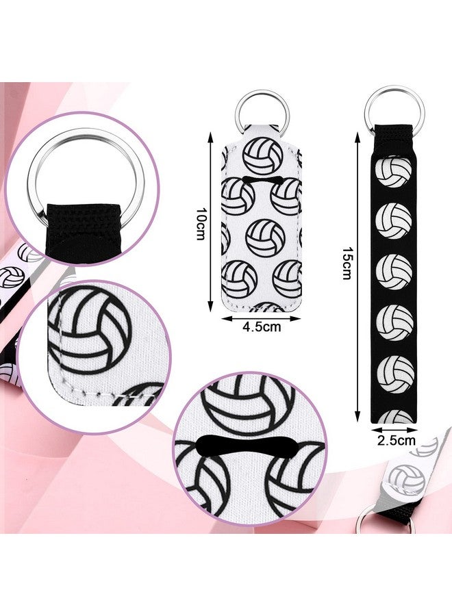 سوريو حامل أحمر شفاه للكرة الطائرة من Sureio، 20 قطعة، سلسلة مفاتيح للكرة الطائرة، هدايا جماعية للكرة الطائرة، سلسلة مفاتيح محمولة حول المعصم لأحمر الشفاه (كرة طائرة، أبيض، أسود) - Image 2