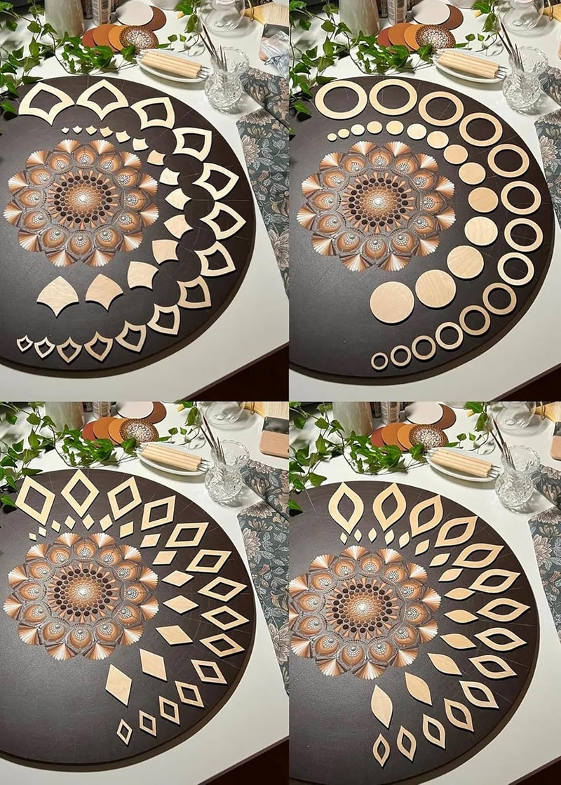 CLITHS 364 Pcs Stencil Set for Drawing 13-in-1 Mandala Art Supplies with Wooden Shapes, Dot Art Tools & Geometric Patterns Tracing Set (Without Box) - Image 3