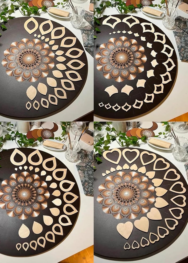 CLITHS 364 Pcs Stencil Set for Drawing 13-in-1 Mandala Art Supplies with Wooden Shapes, Dot Art Tools & Geometric Patterns Tracing Set (Without Box) - Image 4