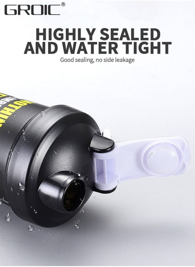 GROIC - 3 Layer Shaker Bottles for Protein Mixes Workout Shaker Leak Proof, Sport Water Bottle, Dual Mixing Technology with Shaker Balls, Twist and Lock Protein Box Storage Included - Image 1
