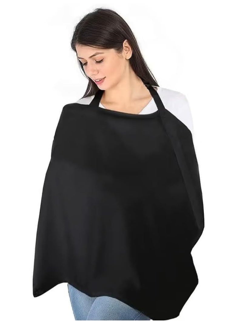 Gonice Lightweight breastfeeding privacy scarf, can cover the nipple cloth, black breastfeeding privacy shawl, with adjustable buckles, pure organic cotton material, 29.5 × 37.4 in - Image 1