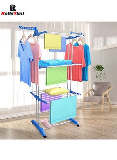 Floor Drying Rack,3 Tiers Foldable Design,Adjustable Stainless Steel Hanger With Folding Wings For Indoor And Outdoor,Blue - pzsku/Z18AEDE9BE2DD44DB3648Z/45/_/1724121270/71e92986-6f4d-4943-9169-1c7e2aedbb98