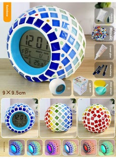Handmade Diy Material Bag Mosaic Alarm Clock Clock Children's Educational Toys Suit Creative Desktop Ornaments 3-Color:Rainbow Color Changing Music Alarm Clock Material Pack