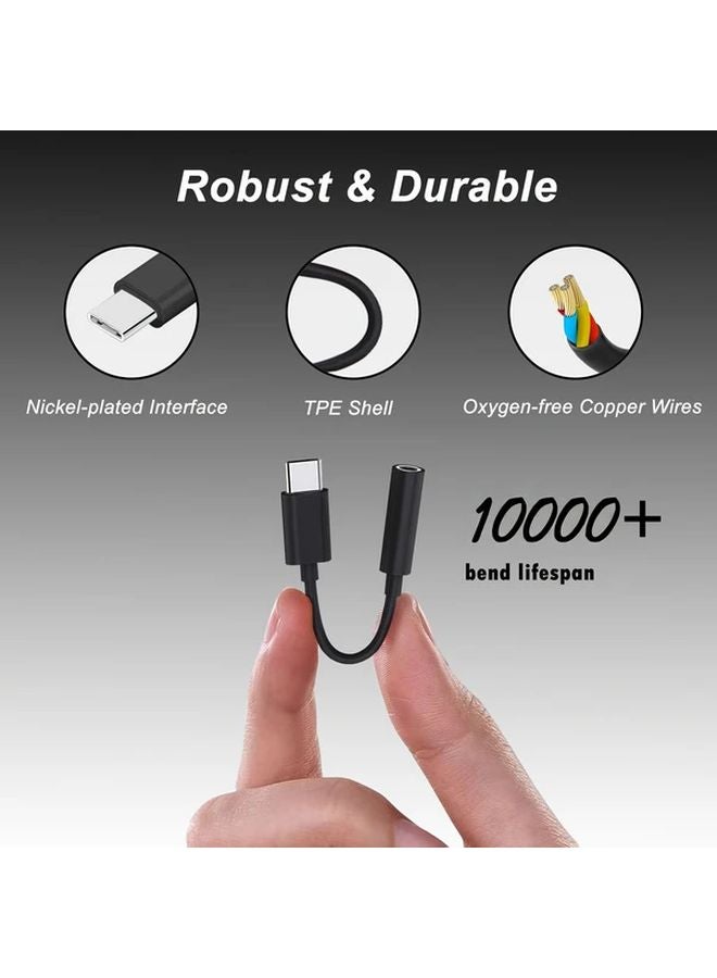 محول من USB C إلى مقسم سماعة الرأس 35 ملم مع ميكروفون لآيفون 16 15 سامسونج ماك بوك سيارة سبائك عالية الصلابة أسود - Image 5