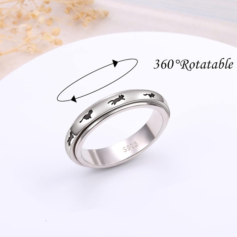 Ladytree Anxiety Relieve Spinner Rings Sterling Silver Worry Stress Relieving Boredom ADHD Autism Ring for Women Men - Image 2