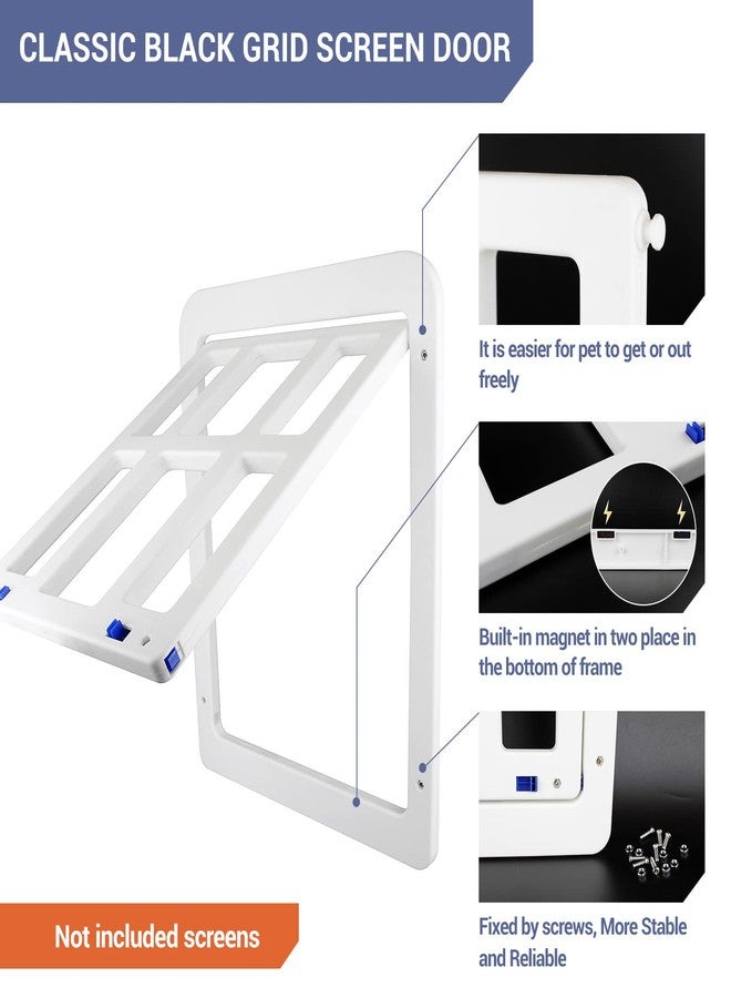 PETLESO Dog Door for Sliding Door, Lockable Dog Screen Door with Magnetic Closure Easy Install Pet Door for Dogs Cats, Inner Flap 11.2"x14.4" White - Image 2