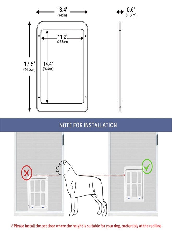 PETLESO Dog Door for Sliding Door, Lockable Dog Screen Door with Magnetic Closure Easy Install Pet Door for Dogs Cats, Inner Flap 11.2"x14.4" White - Image 3