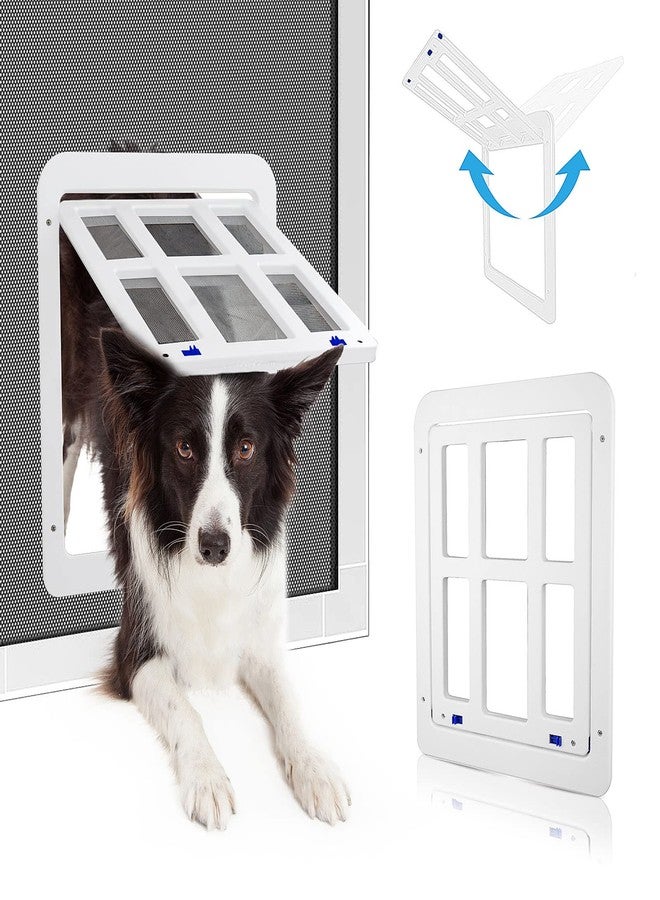PETLESO Dog Door for Sliding Door, Lockable Dog Screen Door with Magnetic Closure Easy Install Pet Door for Dogs Cats, Inner Flap 11.2"x14.4" White - Image 1