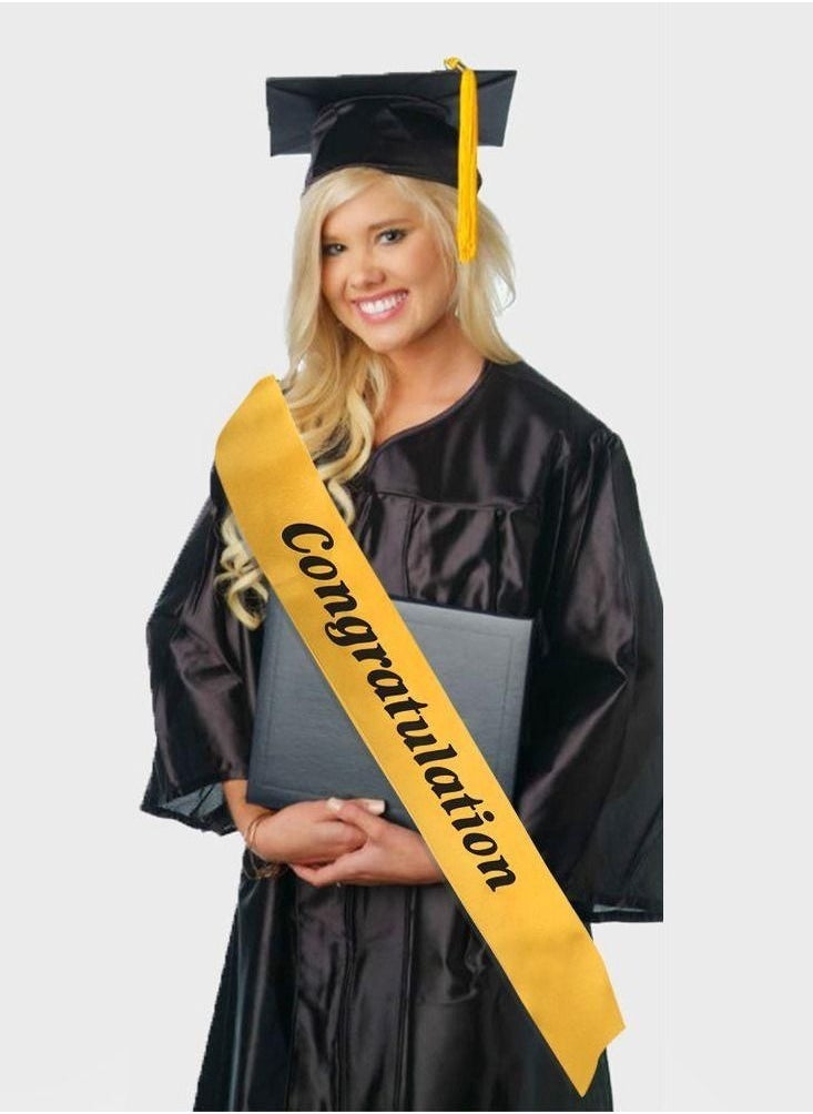 VITION Congratulation Sash Graduation Birthday Party Supplies Celebration Party Costumes Accessories Gold/Black - Image 1